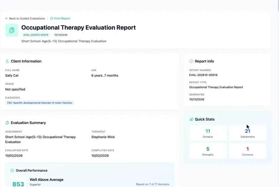 Guided evaluations in MyTherapyWizard